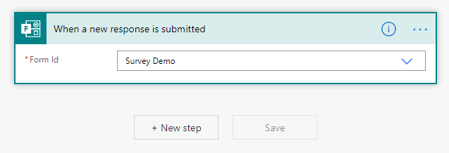 shows the flow trigger when a new response is submitted from ms forms