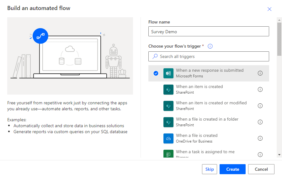 how to create a flow from scratch in power automate