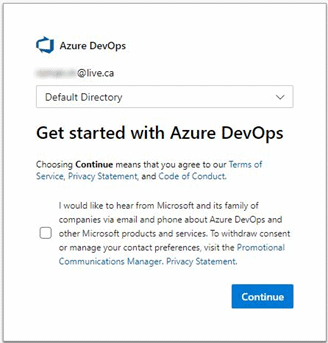 default directory with azure devops