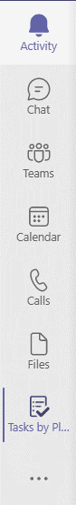 Screenshot of the sidebar in Teams with the Tasks by Planner and To Do app pinned. 