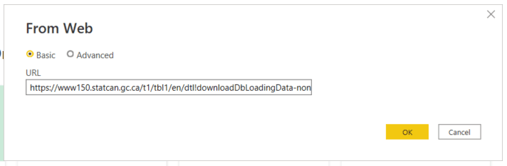 loading Statistics Canada data directly into Power BI