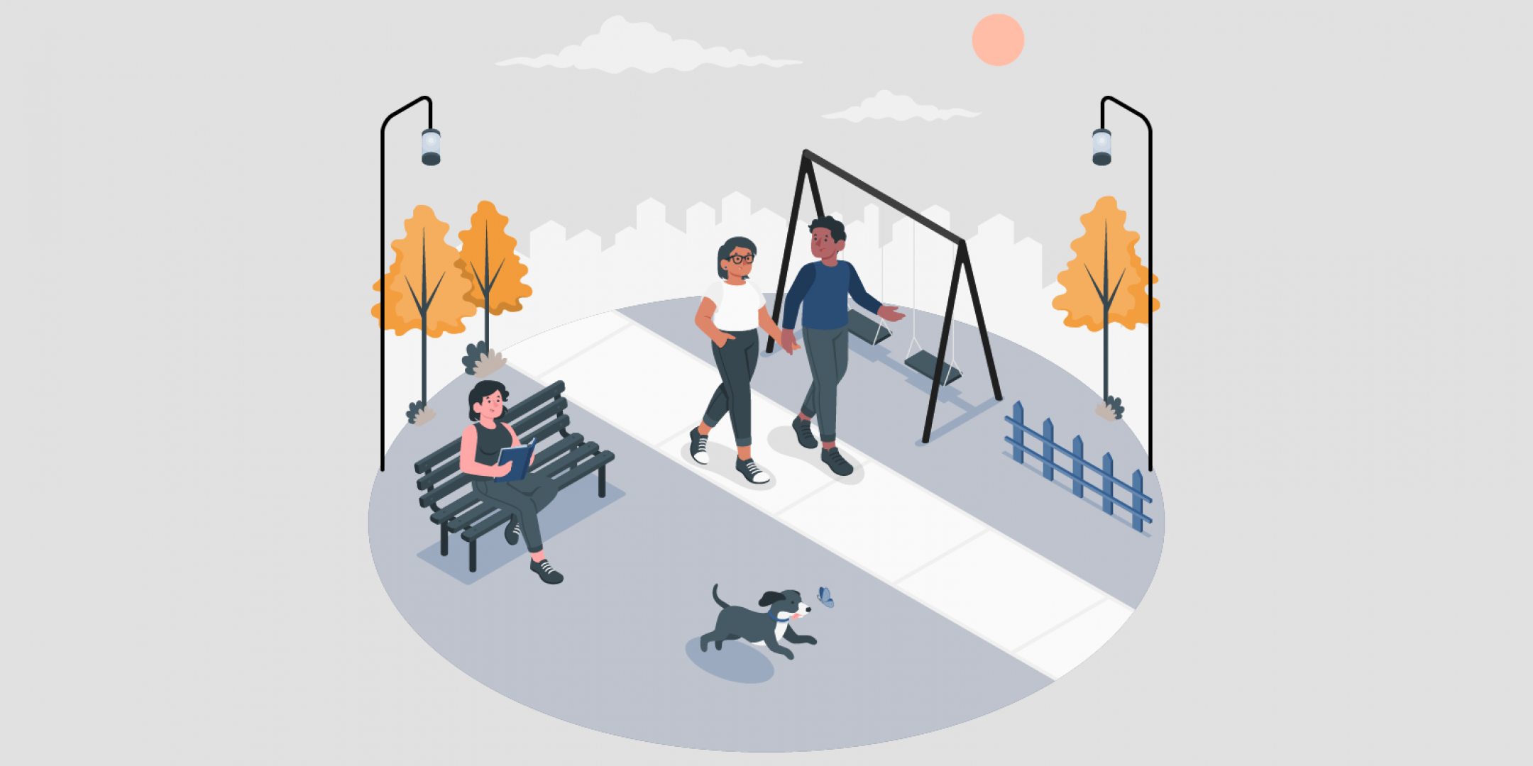 Illustration of a park